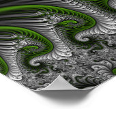 Fantasy World Green and Graue Abstrakte Fraktal Ar Poster (Ecke)