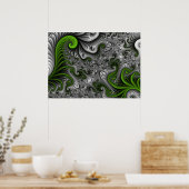 Fantasy World Green and Graue Abstrakte Fraktal Ar Poster (Küche)