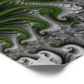 Fantasy World Green and Graue Abstrakte Fraktal Ar Poster (Ecke)