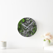 Fantasy World Green and Graue Abstrakte Fraktal Ar Runde Wanduhr (Zuhause)