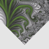 Fantasy World Green and Graue Abstrakte Fraktal Ar Seidenpapier (Detail)