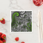 Fantasy World Green and Graue Abstrakte Fraktal Ar Serviette (Beispiel)