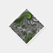Fantasy World Green and Graue Abstrakte Fraktal Ar Serviette (Ecke)