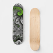 Fantasy World Green and Graue Abstrakte Fraktal Ar Skateboard (Vorderseite)