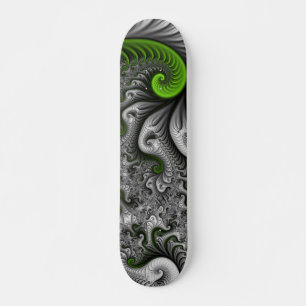 Fantasy World Green and Graue Abstrakte Fraktal Ar Skateboard