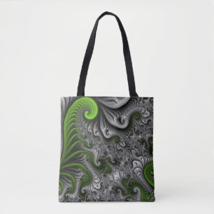 Fantasy World Green and Graue Abstrakte Fraktal Ar Tasche