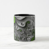 Fantasy World Green and Graue Abstrakte Fraktal Ar Tasse (Zentrum)