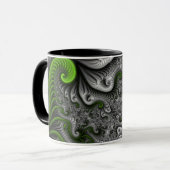 Fantasy World Green and Graue Abstrakte Fraktal Ar Tasse (Vorderseite Links)