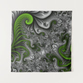 Fantasy World Green and Graue Abstrakte Fraktal Ar Wandteppich (Vorderseite)