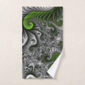Fantasy World Green And Gray Abstract Fractal Art Badhandtuch Set (Handtuch)