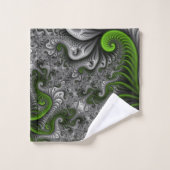 Fantasy World Green And Gray Abstract Fractal Art Badhandtuch Set (Waschlappen)