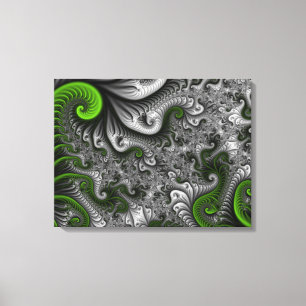 Fantasy World Green Grau Abstraktes Fraktal Tripty Leinwanddruck