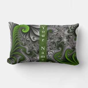 Fantasy World Green Grey Abstrakt Fraktal Art Name Lendenkissen