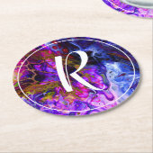 Fantasy World Monogram Runder Pappuntersetzer (Angewinkelt)