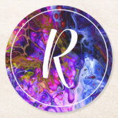 Fantasy World Monogram Runder Pappuntersetzer (Vorderseite)