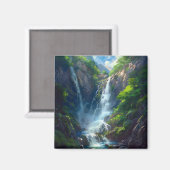 Fantasy World Waterfall Magnet (Vorderseite/Rückseite)