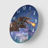 Fantasy Wyvern Fire Breathing Dragon Monogram Runde Wanduhr (Winkel)