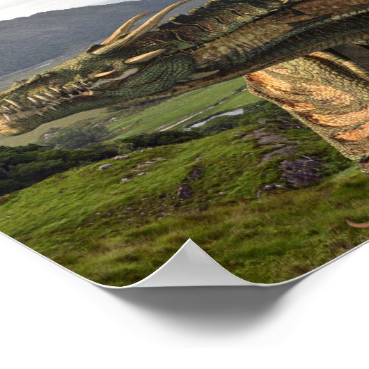 Fantasy Wyvern Flying Dragon Realistisches Monster Poster (Ecke)