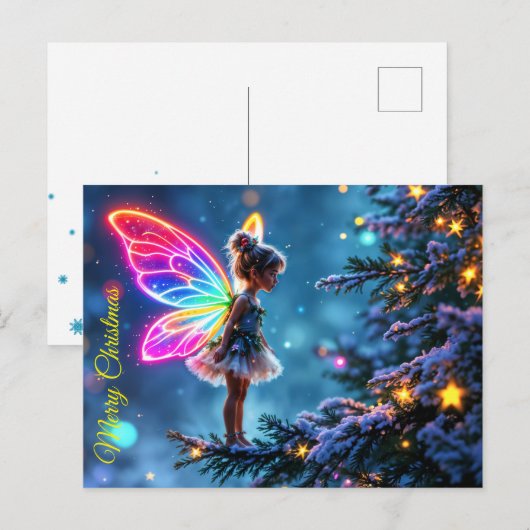 Fantasy Xmas Feenschnee-Urlaubsleuchten Postkarte (Vorne/Hinten)