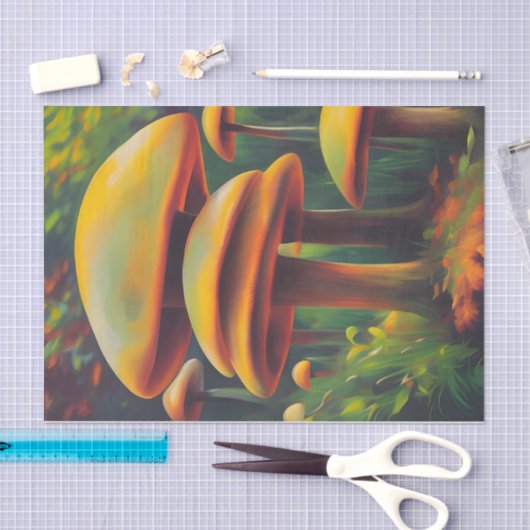 Fantasy Yellow Mushrooms decoup Seidenpapier (Handwerk)