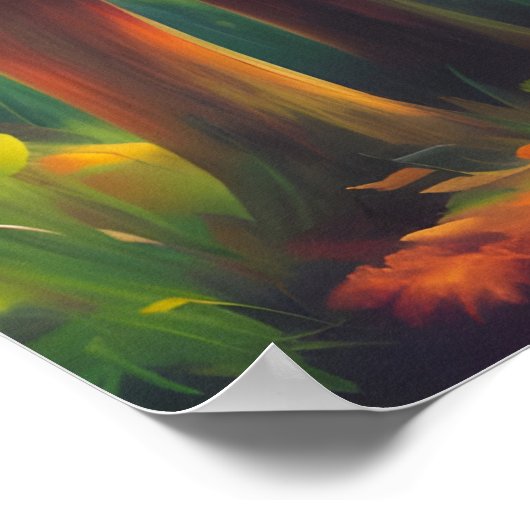 Fantasy Yellow Mushrooms Poster (Ecke)