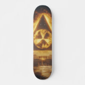 Fantasy Yellow Radioactive Symbol Digitale Kunst Skateboard (Vorne)