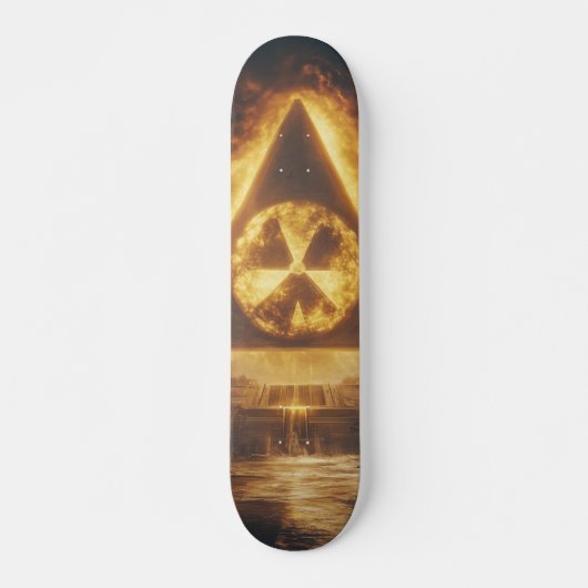 Fantasy Yellow Radioactive Symbol Digitale Kunst Skateboard (Vorne)