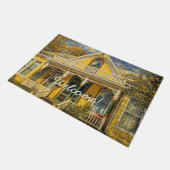 Fantasy Yellow Victorian House Fußmatte (Schrägansicht)