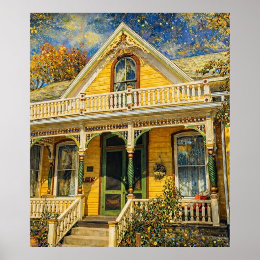 Fantasy Yellow Victorian House Poster (Vorne)