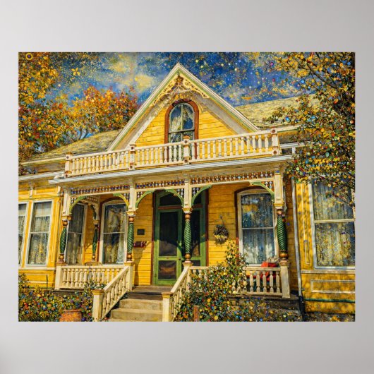 Fantasy Yellow Victorian House Poster (Vorne)