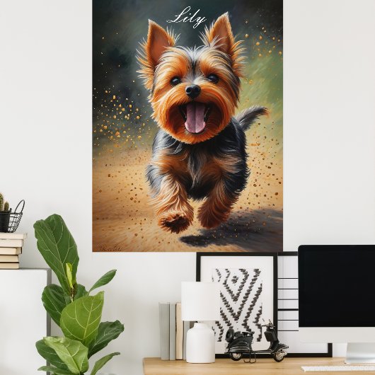 Fantasy Yorkshire Terrier Surreal Dog Art Poster (Heimbüro)