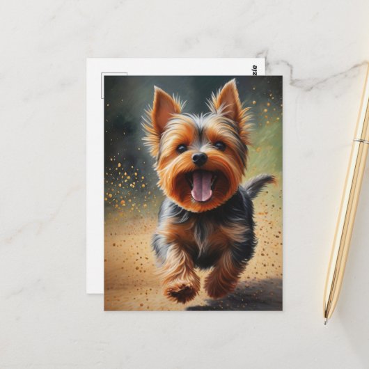 Fantasy Yorkshire Terrier Surreal Dog Art Postkarte (Vorderseite/Rückseite Beispiel)