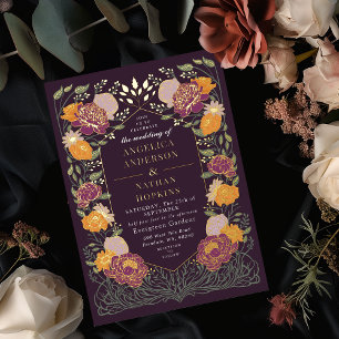 Fantasy-Zauberhafter Blumen-Garten-Hochzeit Folieneinladung