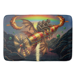 Fantasybild 3 Trolle auf einer Retro-Rakete Badematte