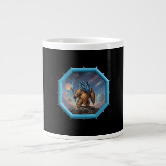 Fantasybild Kleiner blauer Drache in Bronze-Rüstun Jumbo-Tasse (Vorderseite)