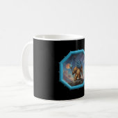 Fantasybild Kleiner blauer Drache in Bronze-Rüstun Kaffeetasse (Vorderseite Links)