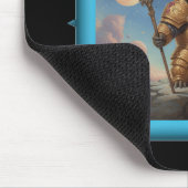 Fantasybild kleiner blauer Drache in Bronze-Rüstun Mousepad (Ecke)