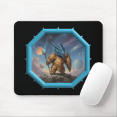 Fantasybild kleiner blauer Drache in Bronze-Rüstun Mousepad (Mit Mouse)