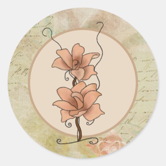 Fantasyblume Runder Aufkleber (Vorderseite)