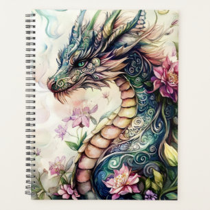Fantasydrache umgeben von Rosen Planer