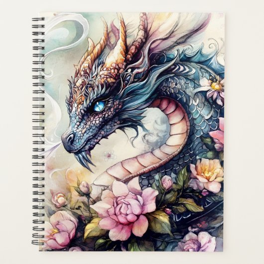 Fantasydrache umgeben von Rosen Planer (Vorderseite)