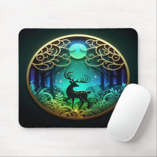 Fantasyhirsch im verzauberten Wald-Mauspad Mousepad