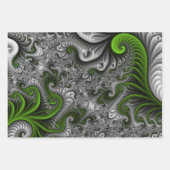 Fantasywelt grün und grau abstrakte Fraktalkunst Geschenkpapier Set (Vorderseite 3)