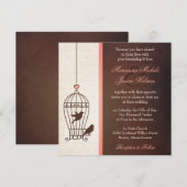 Fantful Bird Cage - Schokolade & Pink Wedding Einladung (Vorne/Hinten)