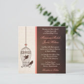 Fantful Bird Cage - Schokolade & Pink Wedding Einladung (Stehend Vorderseite)
