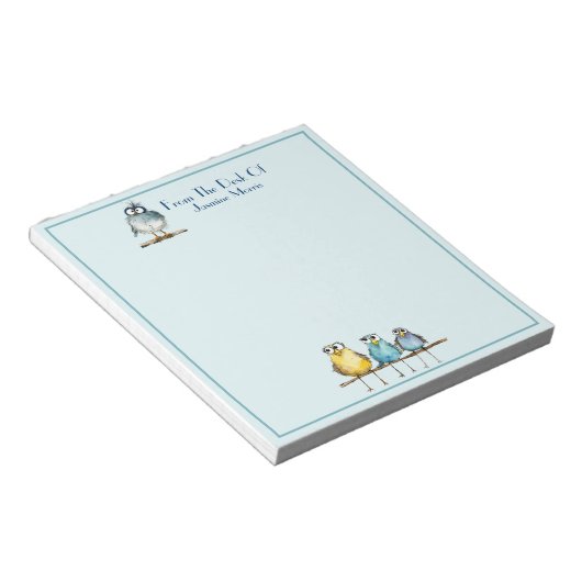 Fantful Vögel auf einem Limb Name Personalisiert N Notizblock (angewinkelt)