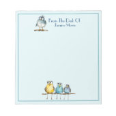 Fantful Vögel auf einem Limb Name Personalisiert N Notizblock (Vorderseite)