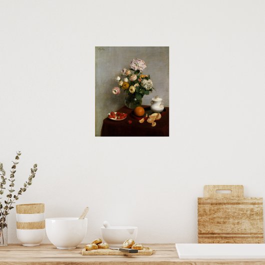 Fantin Latour - Blume und Obst Poster (Küche)