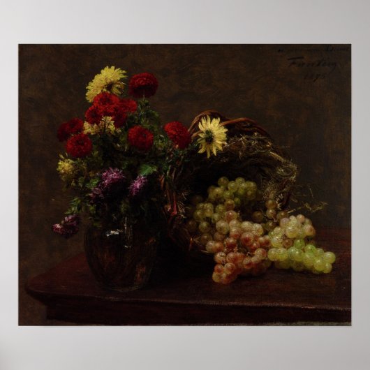 Fantin Latour - Blume und Trauben Poster (Vorne)