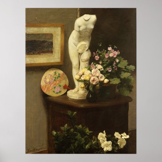 Fantin-Latour - Blume und verschiedene Objekte Poster (Vorne)